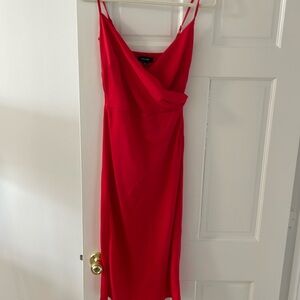 Red satin dress
